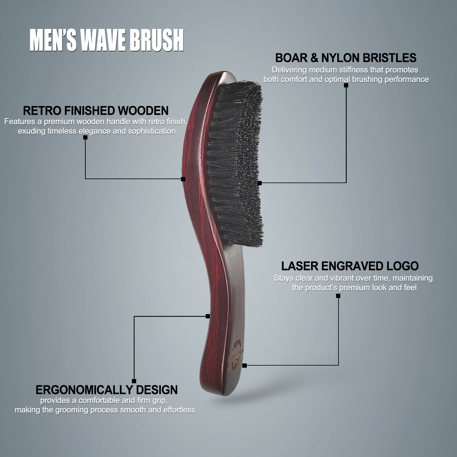 Gracemen 360 Wave Brush Curved - Hair Care For Men ulasan dan harga